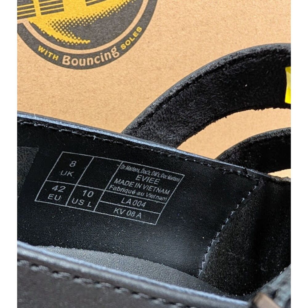 Dr. Martens Eviee Black Sendal Leather Heeled Shoes Women's 10 UK 8 NIB - Picture 11 of 15